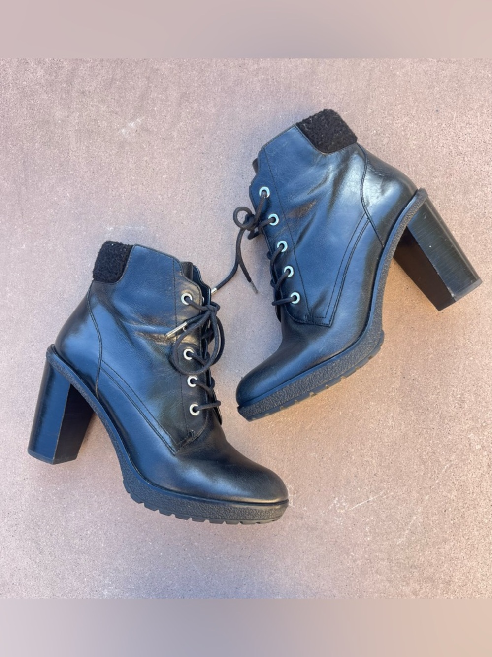 Michael Kors black heeled lace booties 9